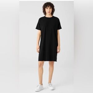 Eileen Fisher Pima Cotton Stretch Jersey Black T-Shirt Dress Size Large